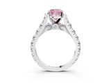 White gold Fancy Pink Cushion  Cut Diamond Pavé Band Solitaire with Four-Prong Setting_18