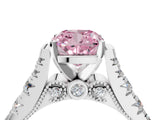White gold Fancy Pink Cushion  Cut Diamond Pavé Band Solitaire with Four-Prong Setting_19