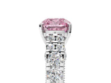 White gold Fancy Pink Cushion  Cut Diamond Pavé Band Solitaire with Four-Prong Setting_20