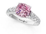 White gold Fancy Pink Cushion  Cut Diamond Pavé Band Solitaire with Four-Prong Setting_4