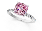 White gold Fancy Pink Cushion  Cut Diamond Pavé Band Solitaire with Four-Prong Setting_4