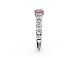 White gold Fancy Pink Cushion  Cut Diamond Pavé Band Solitaire with Four-Prong Setting_5