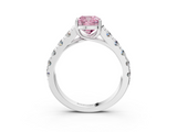White gold Fancy Pink Cushion  Cut Diamond Pavé Band Solitaire with Four-Prong Setting_6