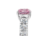 White gold Fancy Pink Cushion  Cut Diamond Pavé Band Solitaire with Four-Prong Setting_8