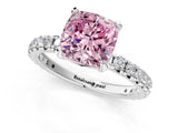 White gold Fancy Pink Cushion  Cut Diamond Pavé Band with Four-Prong Setting_13