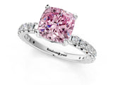 White gold Fancy Pink Cushion  Cut Diamond Pavé Band with Four-Prong Setting_14