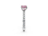 White gold Fancy Pink Cushion  Cut Diamond Pavé Band with Four-Prong Setting_15