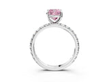 White gold Fancy Pink Cushion  Cut Diamond Pavé Band with Four-Prong Setting_16