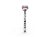 White gold Fancy Pink Cushion  Cut Diamond Pavé Band with Four-Prong Setting_52