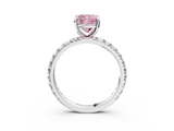 White gold Fancy Pink Cushion  Cut Diamond Pavé Band with Four-Prong Setting_57