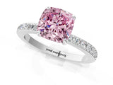 White gold Fancy Pink Cushion Cut Diamond Pavé Engagement Ring with Round  Accents and Prong Setting_89