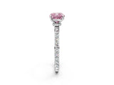 White gold Fancy Pink Cushion Cut Diamond Pavé Engagement Ring with Round  Accents and Prong Setting_90