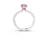 White gold Fancy Pink Cushion Cut Diamond Pavé Engagement Ring with Round  Accents and Prong Setting_92