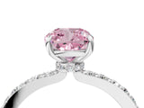 White gold Fancy Pink Cushion Cut Diamond Pavé Engagement Ring with Round  Accents and Prong Setting_93