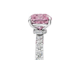 White gold Fancy Pink Cushion Cut Diamond Pavé Engagement Ring with Round  Accents and Prong Setting_95