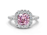White gold Fancy Pink Cushion Cut Diamond Pavé Halo Ring with Four-Prong Setting_59