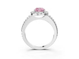 White gold Fancy Pink Cushion Cut Diamond Pavé Halo Ring with Four-Prong Setting_62