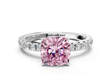 White gold Fancy Pink Cushion Cut Diamond Pavé Solitaire Engagement Ring with Four-Prong Setting_79