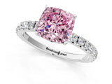 White gold Fancy Pink Cushion Cut Diamond Pavé Solitaire Engagement Ring with Four-Prong Setting_80
