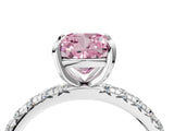 White gold Fancy Pink Cushion Cut Diamond Pavé Solitaire Ring with Round Band and Prong Setting_41