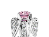 White gold Fancy Pink Cushion Cut Diamond Pave Art Deco Split Shank Ring with Four-Prong Setting_5