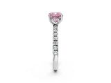 White gold Fancy Pink Cushion Cut Diamond Pave Band Solitaire Ring with Round  and Prong Setting_132