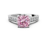 White gold Fancy Pink Cushion  Cut Diamond Pave Band with Four-Prong Setting_20