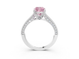 White gold Fancy Pink Cushion  Cut Diamond Pave Band with Four-Prong Setting_23