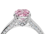 White gold Fancy Pink Cushion  Cut Diamond Pave Band with Four-Prong Setting_24