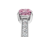 White gold Fancy Pink Cushion  Cut Diamond Pave Band with Four-Prong Setting_25