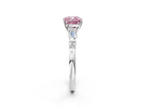 White gold Fancy Pink Cushion  Cut Diamond Ring with Baguette Side Stones, Channel Set Band, and Four-Prong Setting_38