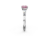 White gold Fancy Pink Cushion  Cut Diamond Ring with Baguette Side Stones, Channel Set Band, and Four-Prong Setting_5