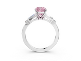 White gold Fancy Pink Cushion  Cut Diamond Ring with Baguette Side Stones, Channel Set Band, and Four-Prong Setting_6