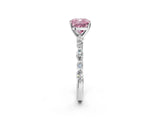 White gold Fancy Pink Cushion Cut Diamond Ring with Marquise and Round  Side Stones and Four-Prong Setting_78