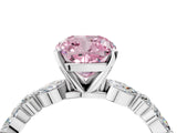 White gold Fancy Pink Cushion Cut Diamond Ring with Marquise and Round  Side Stones and Four-Prong Setting_80