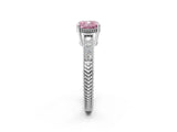 White gold Fancy Pink Cushion Cut Diamond Ring with Milgrain Pavé Band and Four-Prong Setting_33