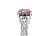 White gold Fancy Pink Cushion Cut Diamond Ring with Milgrain Pavé Band and Four-Prong Setting_37