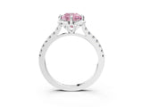 White gold Fancy Pink Cushion Cut Diamond Ring with Pavé Band and Floral Prong Setting_42