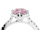 White gold Fancy Pink Cushion Cut Diamond Ring with Pavé Band and Floral Prong Setting_43