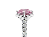 White gold Fancy Pink Cushion Cut Diamond Ring with Pavé Band and Floral Prong Setting_44