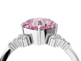 White gold Fancy Pink Cushion Cut Diamond Ring with Side Stones and Four-Prong Setting_101