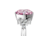White gold Fancy Pink Cushion Cut Diamond Ring with Side Stones and Four-Prong Setting_102
