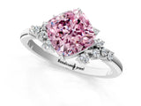 White gold Fancy Pink Cushion Cut Diamond Ring with Side Stones and Four-Prong Setting_103