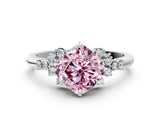 White gold Fancy Pink Cushion Cut Diamond Ring with Side Stones and Four-Prong Setting_97