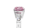 White gold Fancy Pink Cushion  Cut Diamond Ring with Tapered Baguette Side Stones in Four-Prong Setting_8