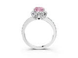 White gold Fancy Pink Cushion Cut Diamond Scalloped Halo Engagement Ring with Round Shared Prong Band_21