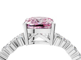 White gold Fancy Pink Cushion Cut Diamond Scattered Round Accent Ring with Prong Setting_16