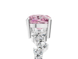 White gold Fancy Pink Cushion Cut Diamond Scattered Round Accent Ring with Prong Setting_17