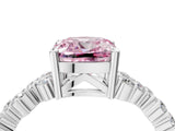 White gold Fancy Pink Cushion Cut Diamond Scattered Round Accent Ring with Prong Setting_28