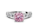 White gold Fancy Pink Cushion Cut Diamond Side Stone Engagement Ring with Four-Prong Setting_36